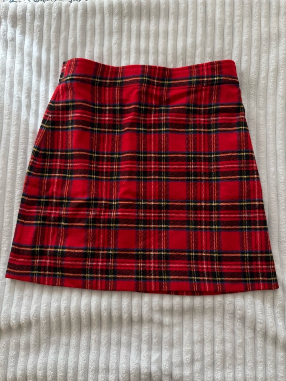 J. Crew Red Plaid Mini Skirt with Black and Yellow Accents